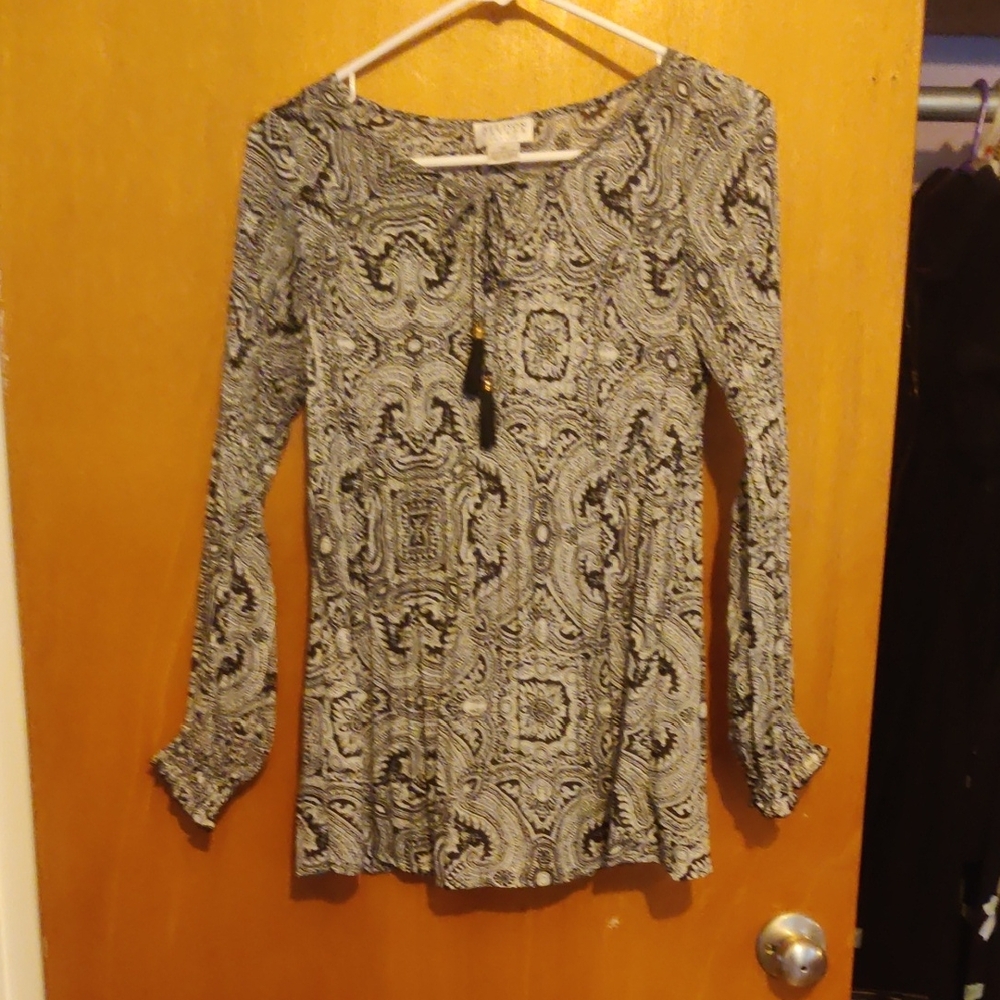 Allison Taylor Black and White Paisley Blouse